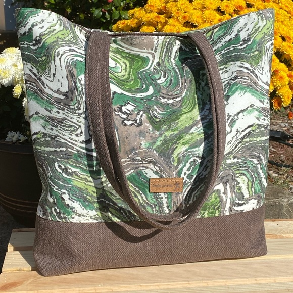 Green and Brown Tote Bag